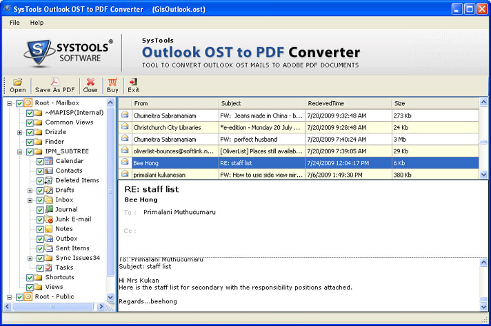 Convert Outlook OST Emails to PDF 1.2