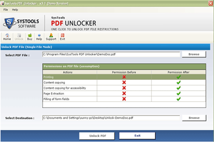 Unlock PDF Software 3.1