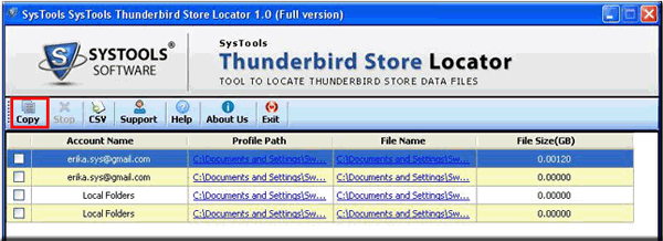 Click to view Locate Thunderbird Mailbox 1.0 screenshot