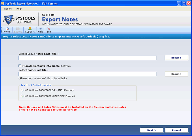 Migrate Lotus Notes to PST Outlook 9.3