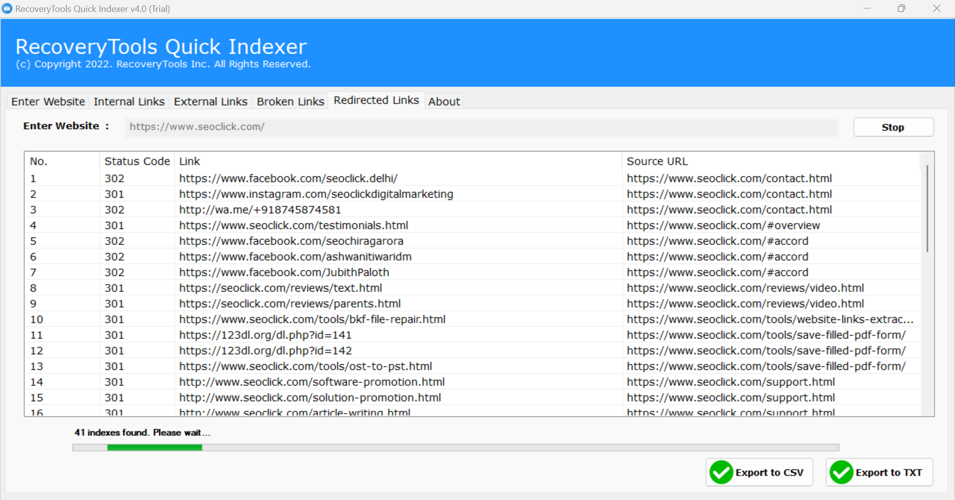website redirect links