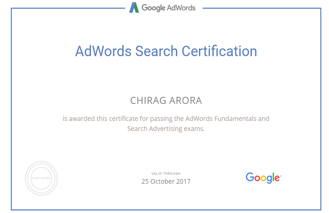 Adwords Search Certification