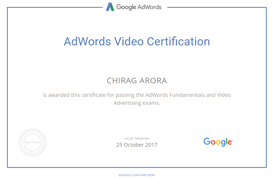 AdWords Video Certification