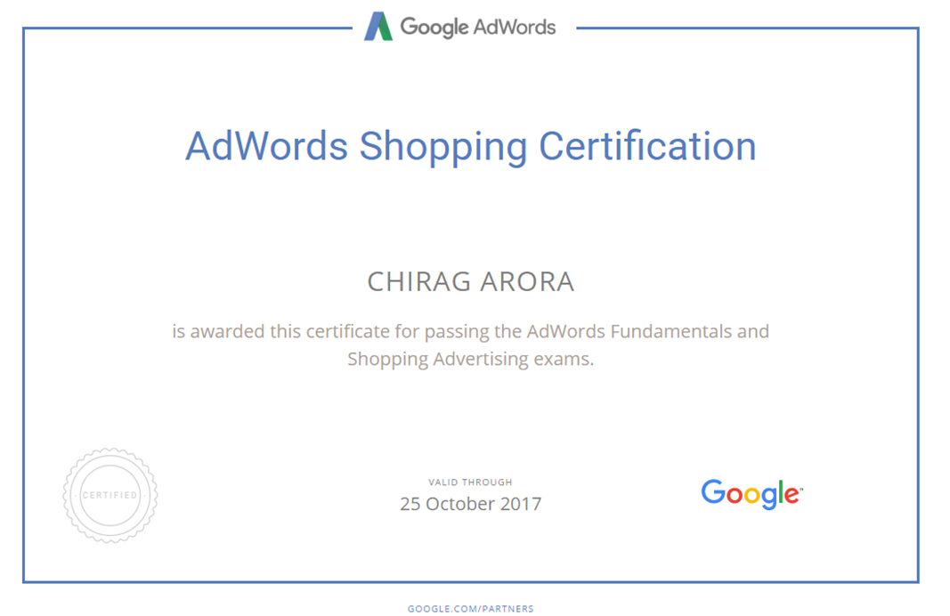 AdWords Shopping Certification